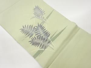 作家物　塩瀬手描き葉模様名古屋帯